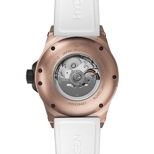 Vento White Rose Gold Watch - Japanese GMT Automatic with Silicone Strap - Style Queenz