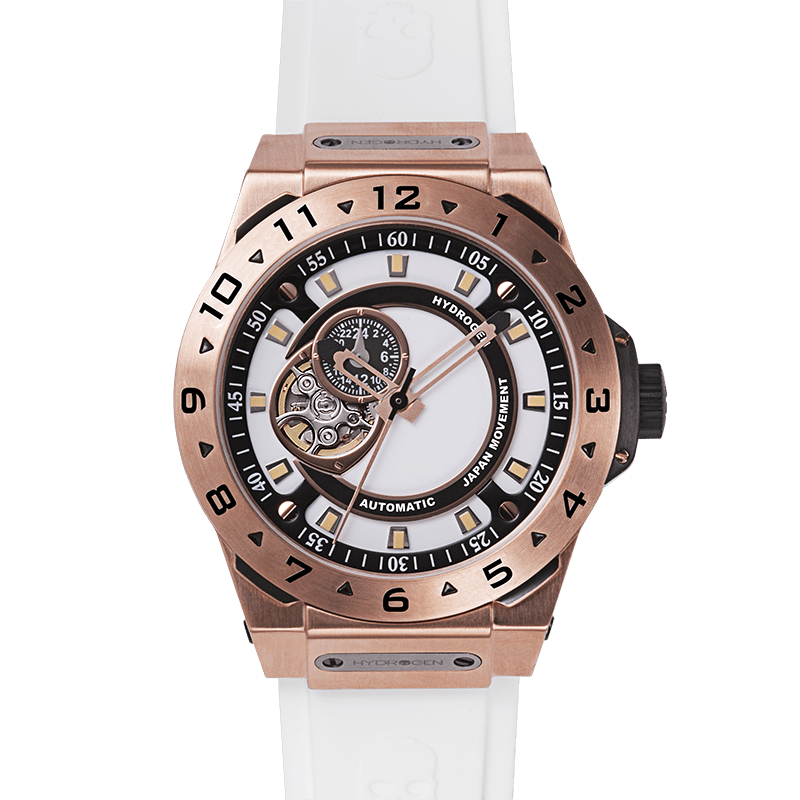 Vento White Rose Gold Watch - Japanese GMT Automatic with Silicone Strap - Style Queenz