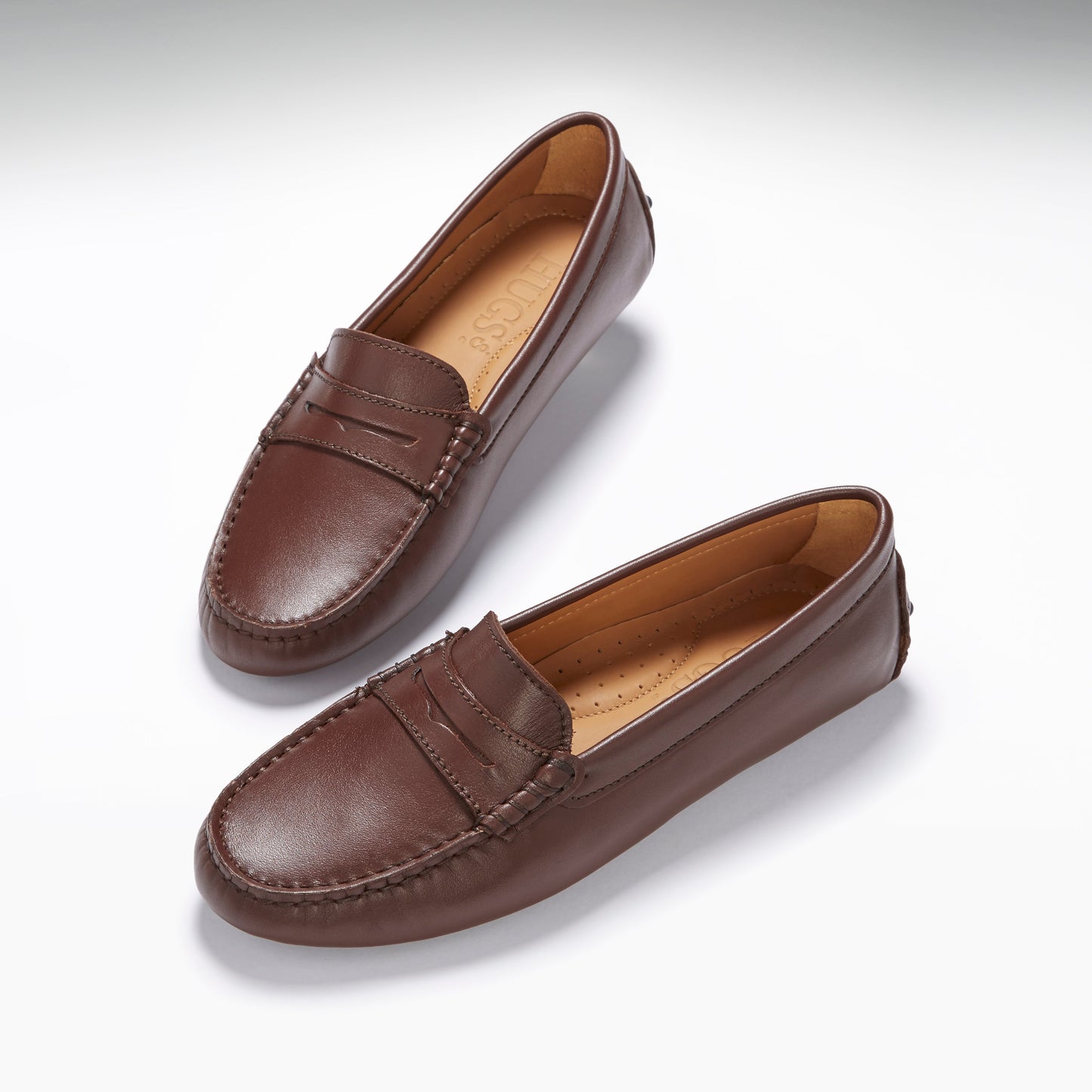 Brown Leather Penny Loafers - Women's Driving Shoes