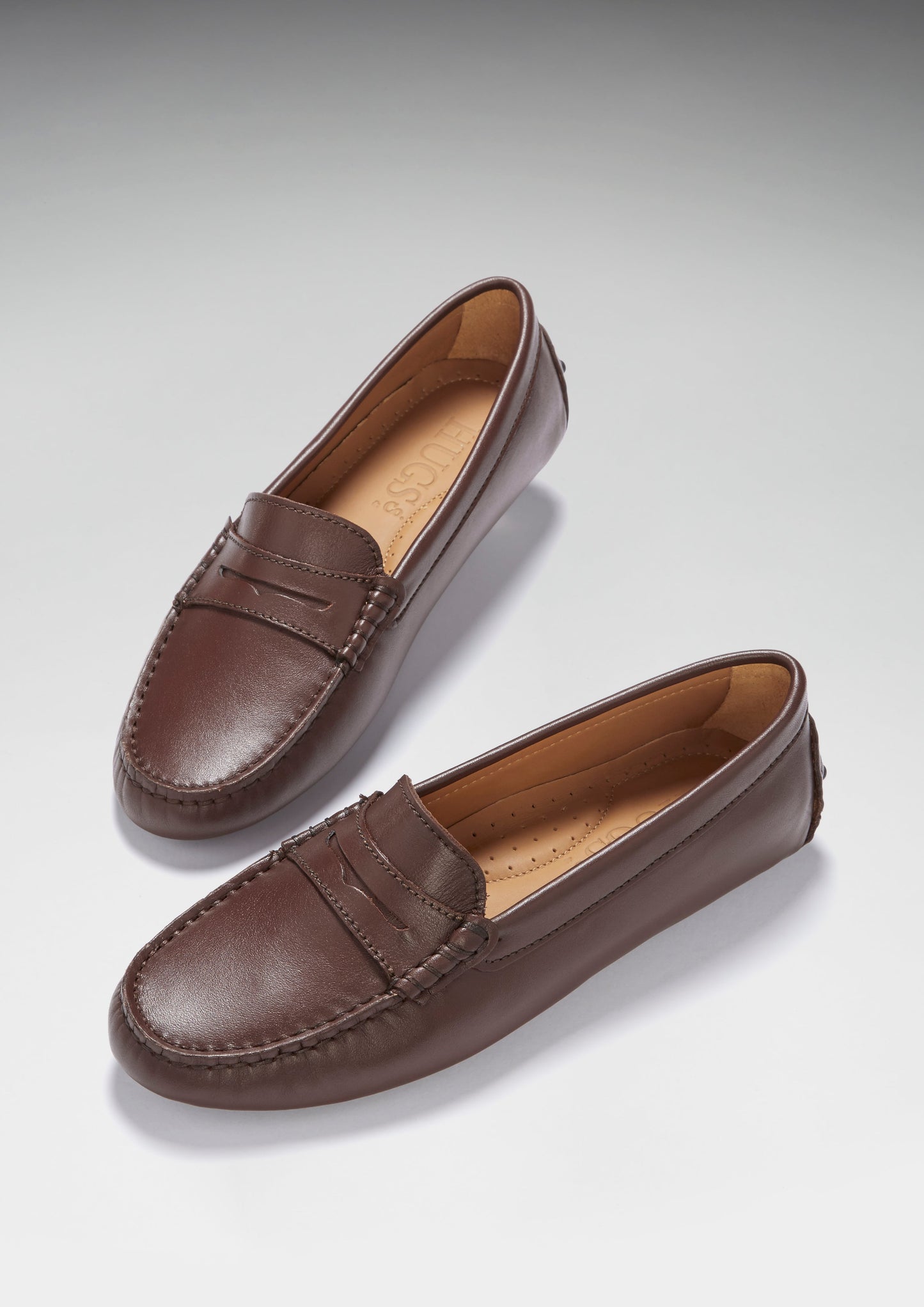 Brown Leather Penny Loafers - Women's Driving Shoes