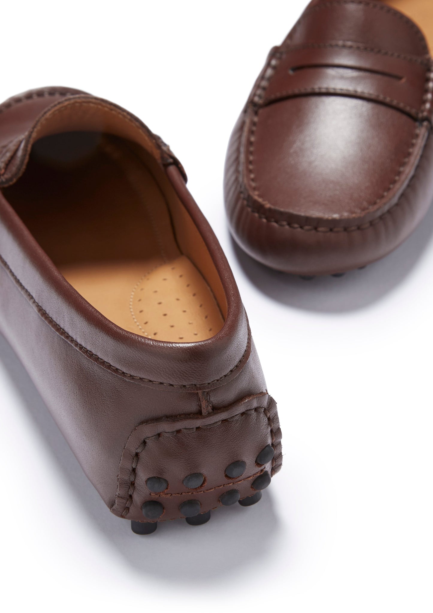 Brown Leather Penny Loafers - Women's Driving Shoes