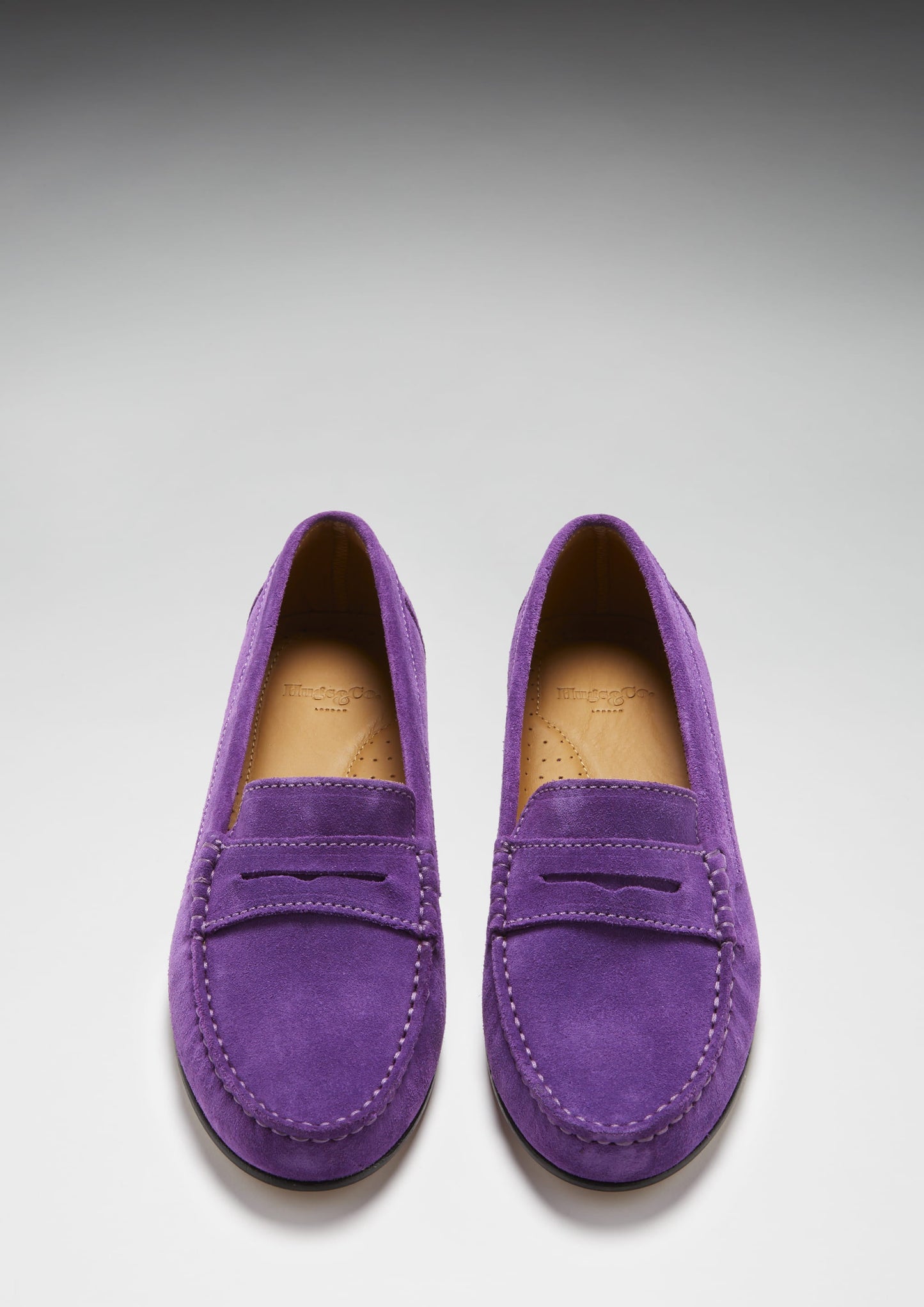 Purple Suede Penny Loafers - Women's Leather Sole