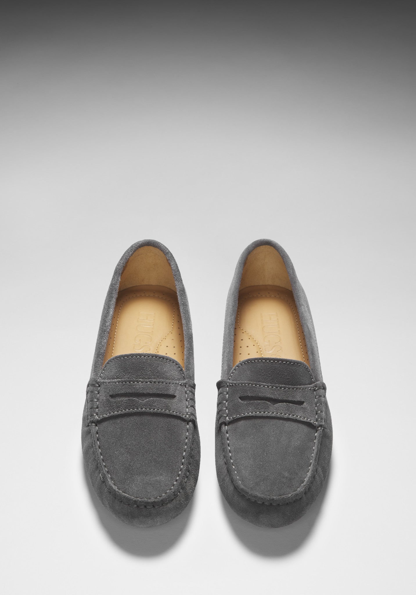 Women's Slate Grey Suede Penny Driving Loafers