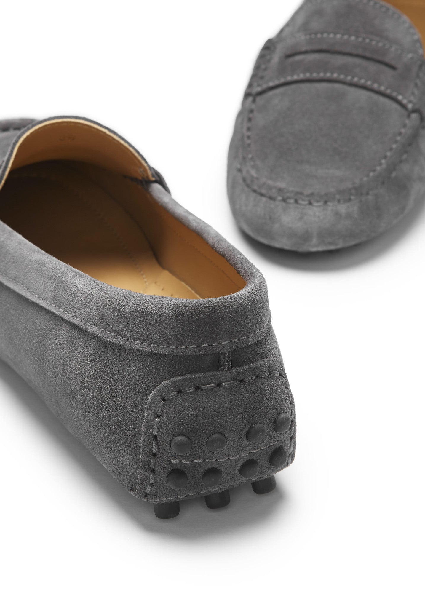 Women's Slate Grey Suede Penny Driving Loafers