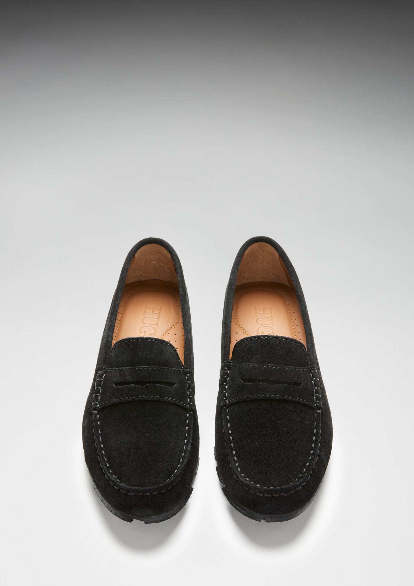 Black Suede Tyre Sole Penny Loafers - Women's