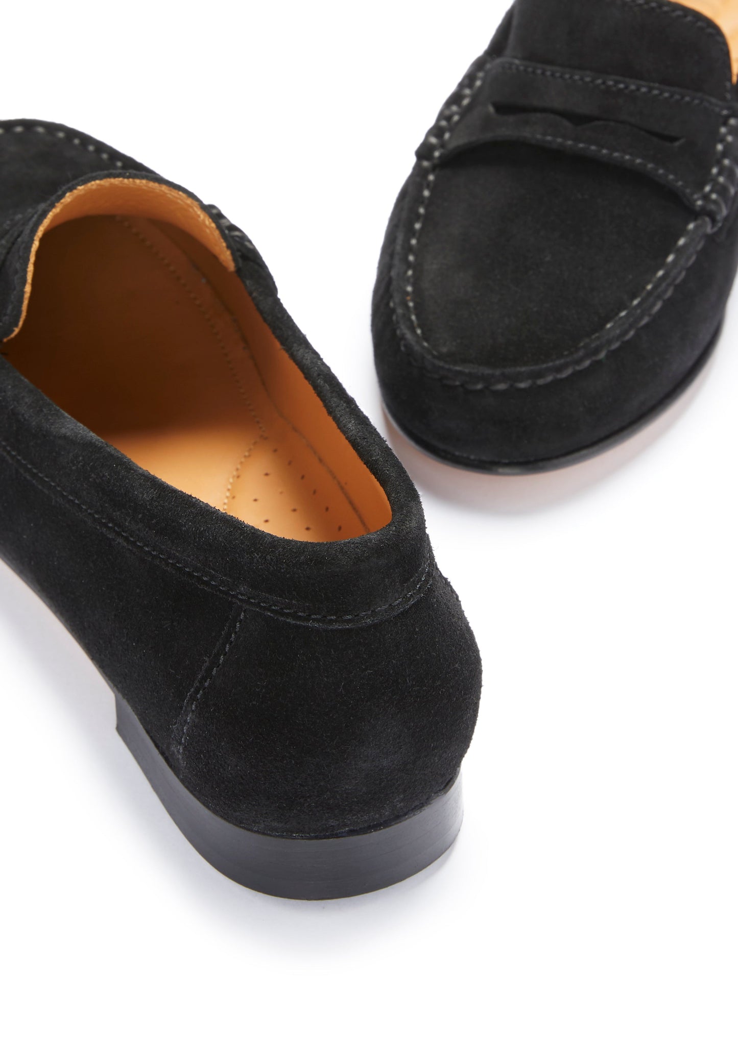 Women's Black Suede Leather Sole Penny Loafers
