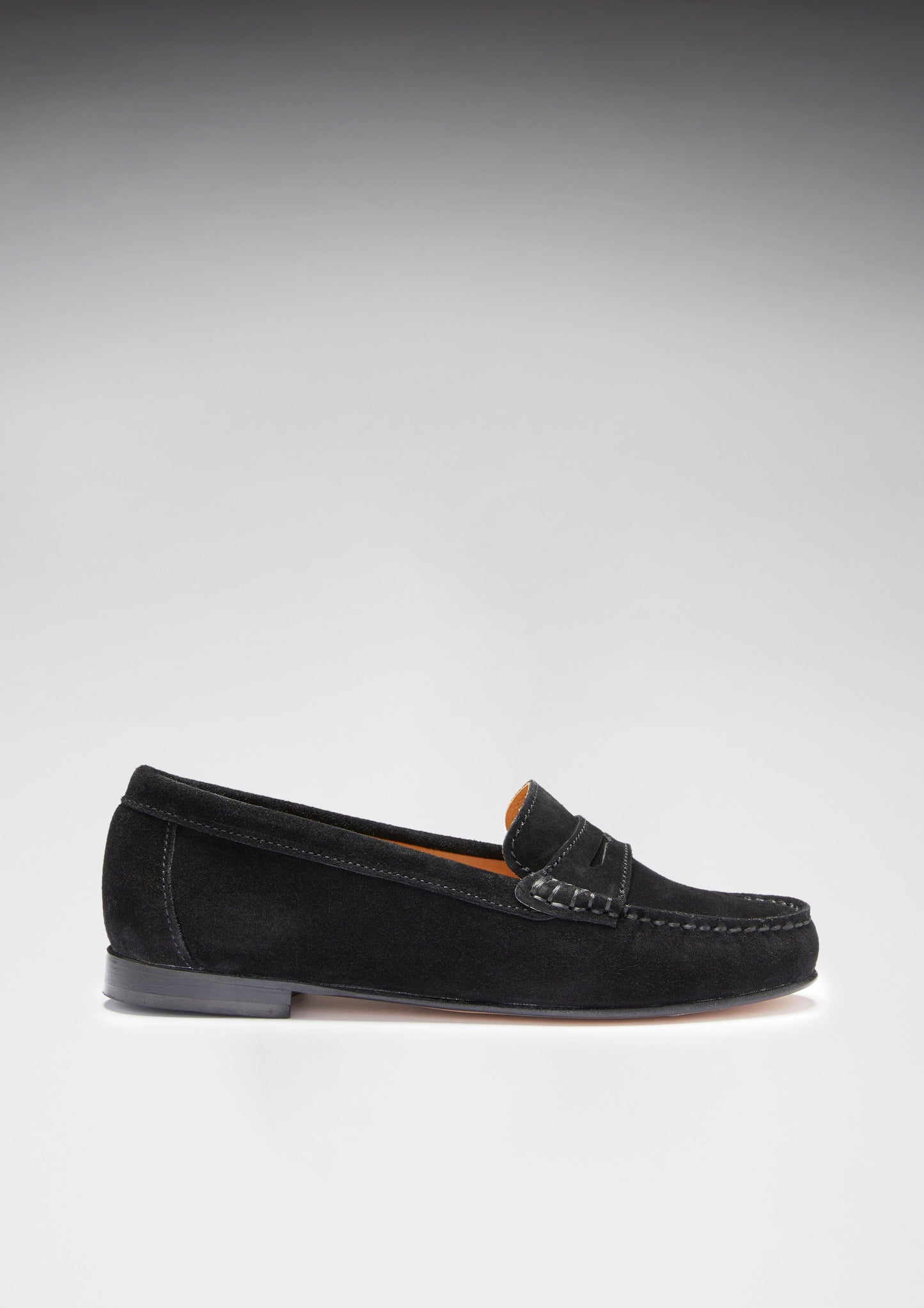 Women's Black Suede Leather Sole Penny Loafers