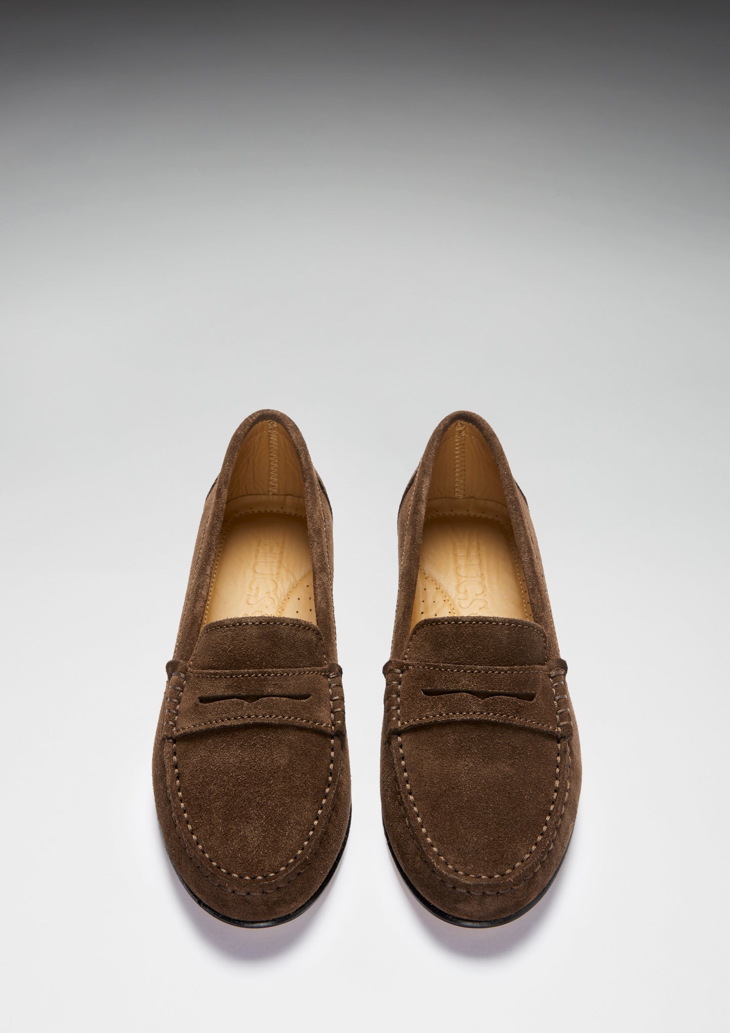 Brown Suede Penny Loafers - Women's Leather Sole
