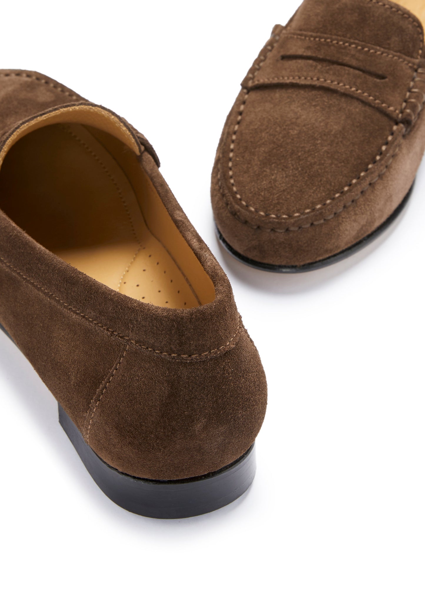 Brown Suede Penny Loafers - Women's Leather Sole