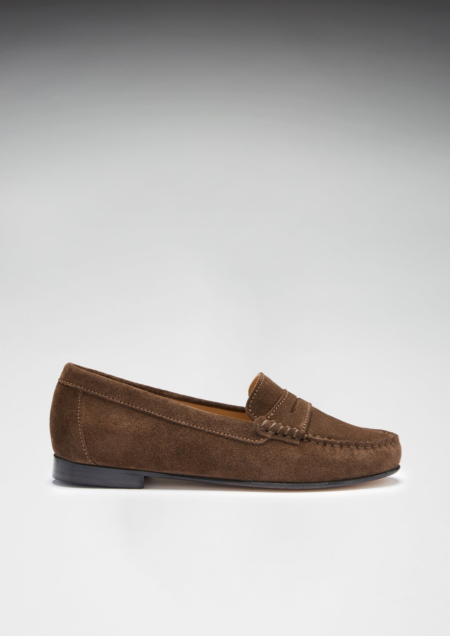 Brown Suede Penny Loafers - Women's Leather Sole