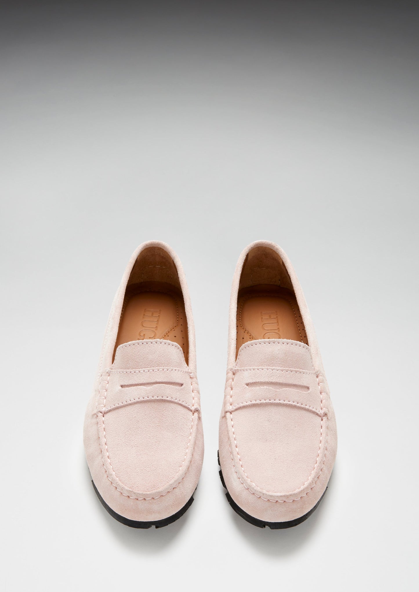 Ice Pink Suede Tyre Sole Penny Loafers - Women's