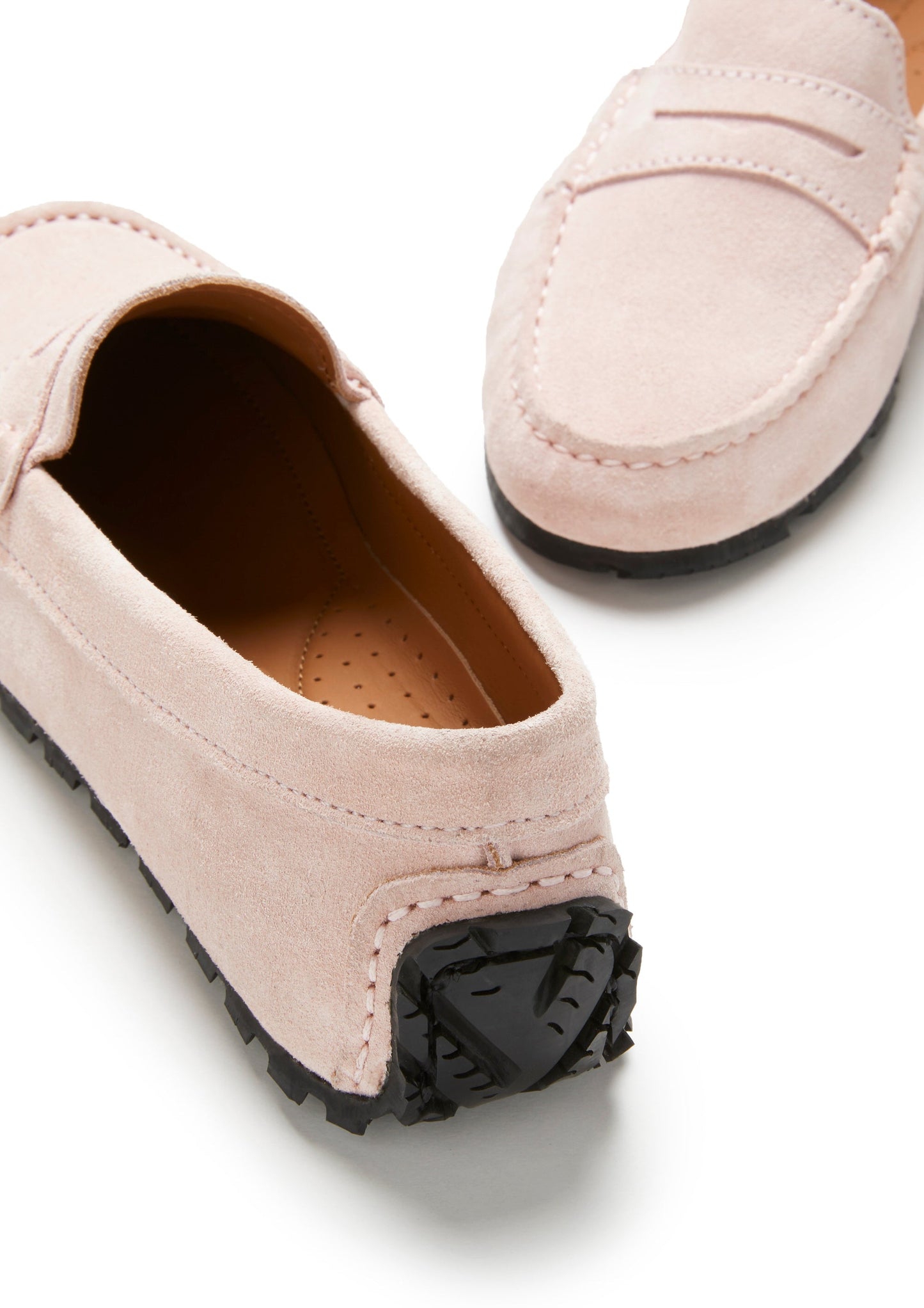 Ice Pink Suede Tyre Sole Penny Loafers - Women's
