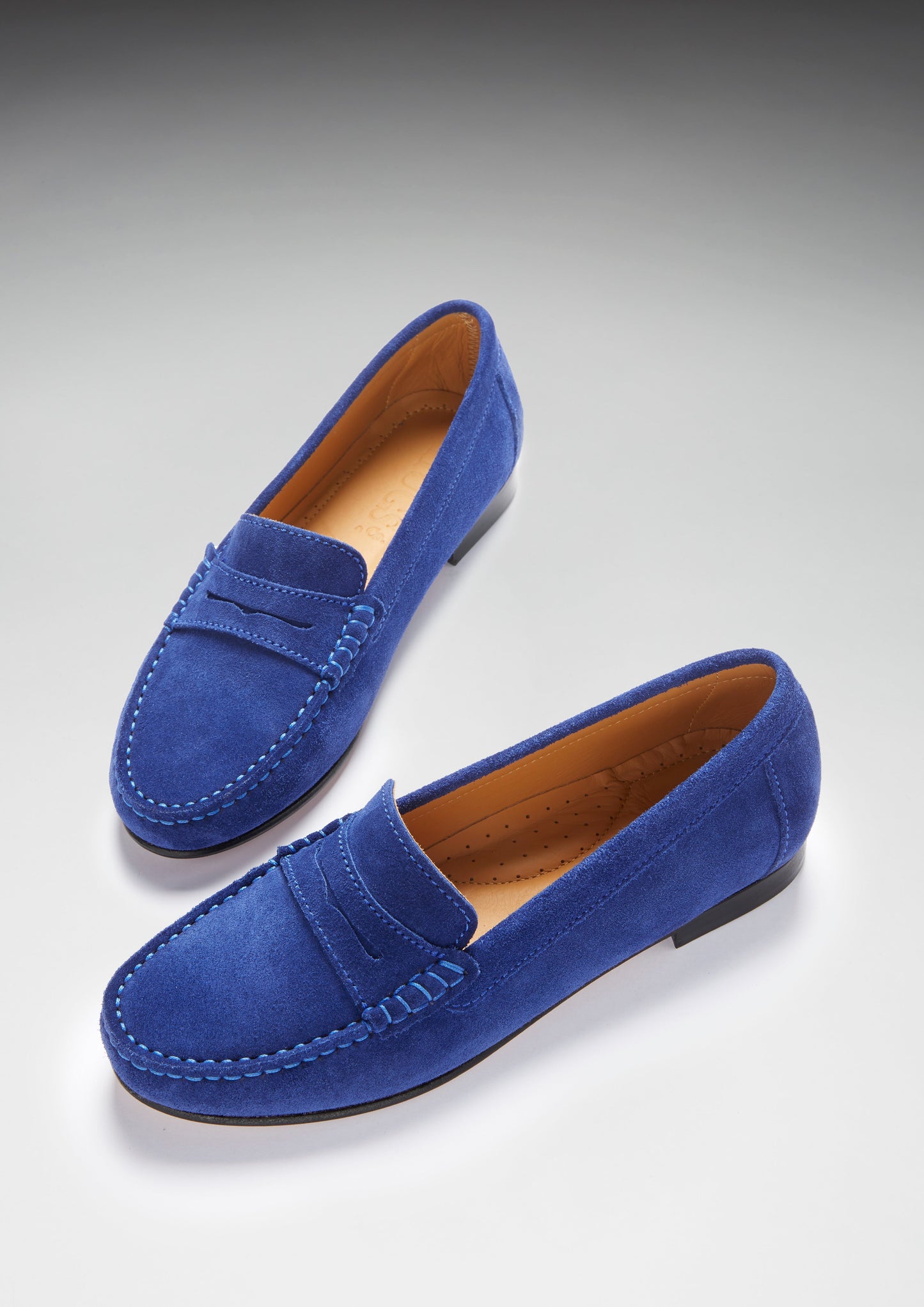 Women's Ink Blue Suede Leather Sole Penny Loafers