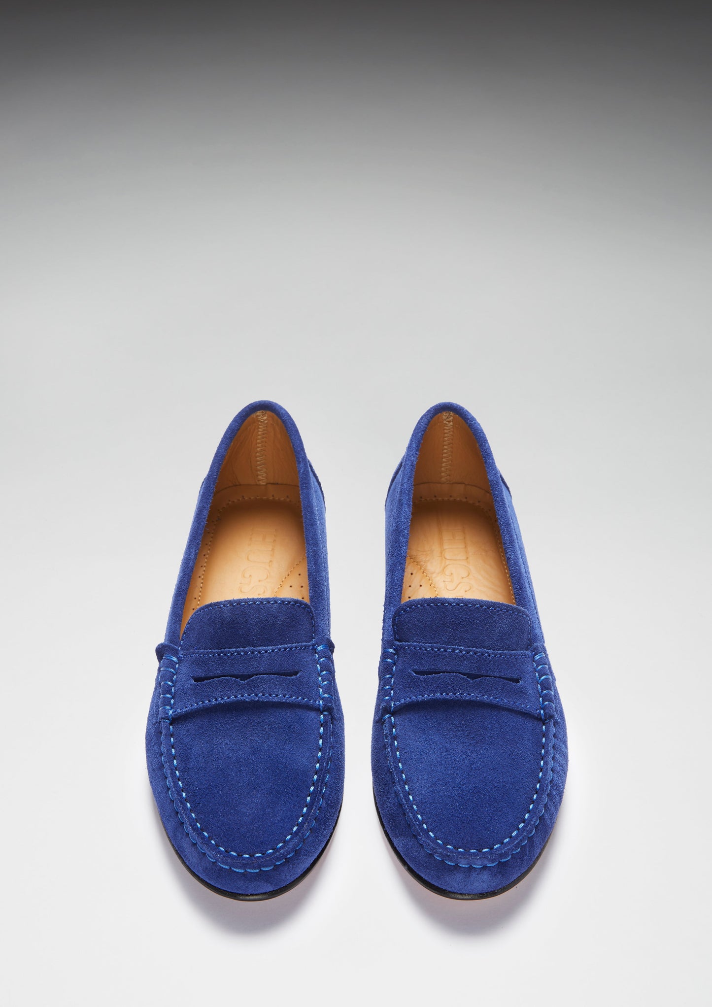 Women's Ink Blue Suede Leather Sole Penny Loafers