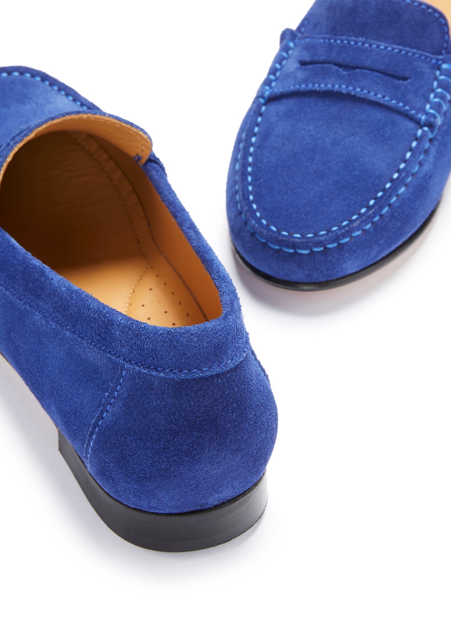 Women's Ink Blue Suede Leather Sole Penny Loafers