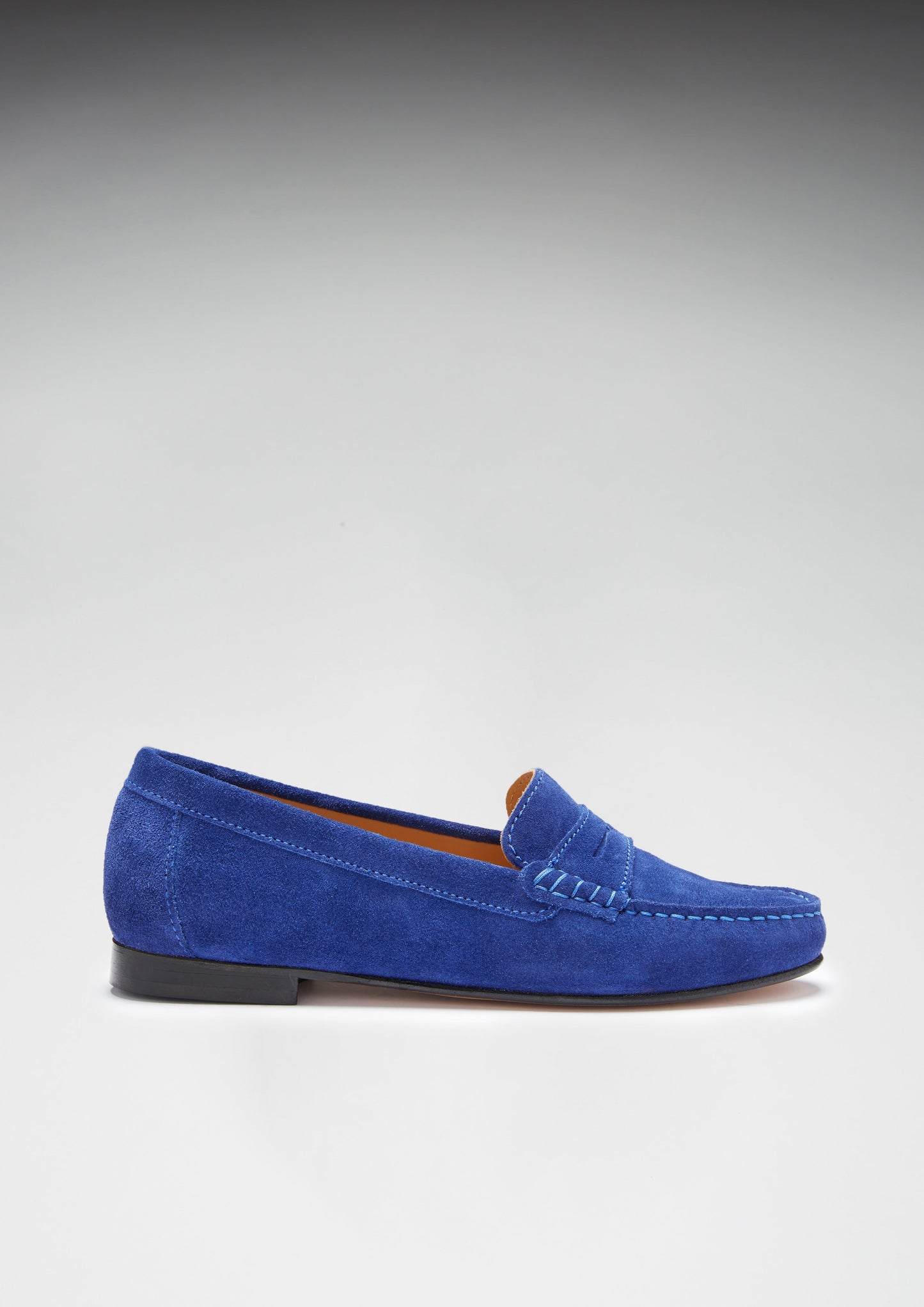 Women's Ink Blue Suede Leather Sole Penny Loafers