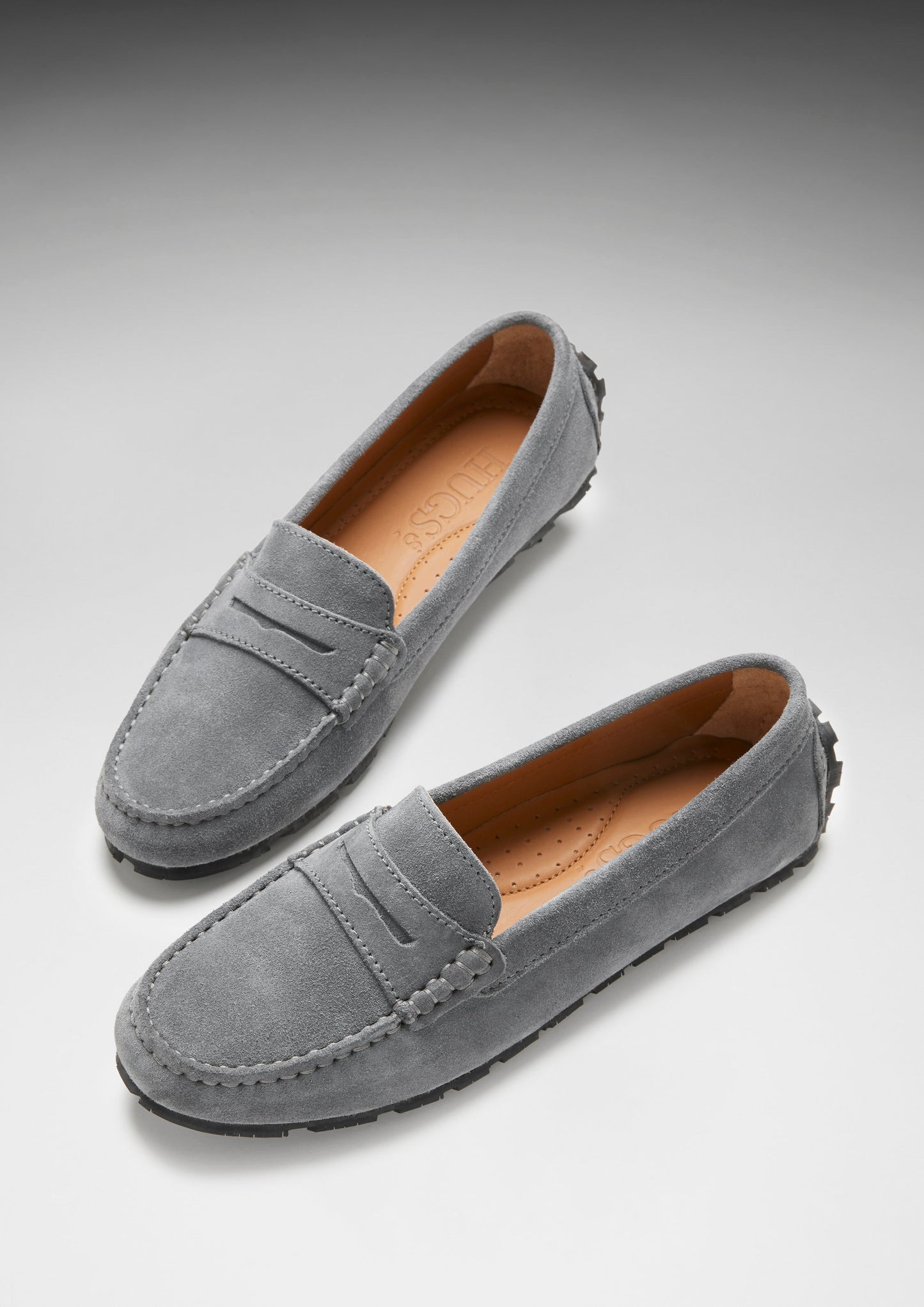 Slate Grey Suede Tyre Sole Penny Loafers - Women's