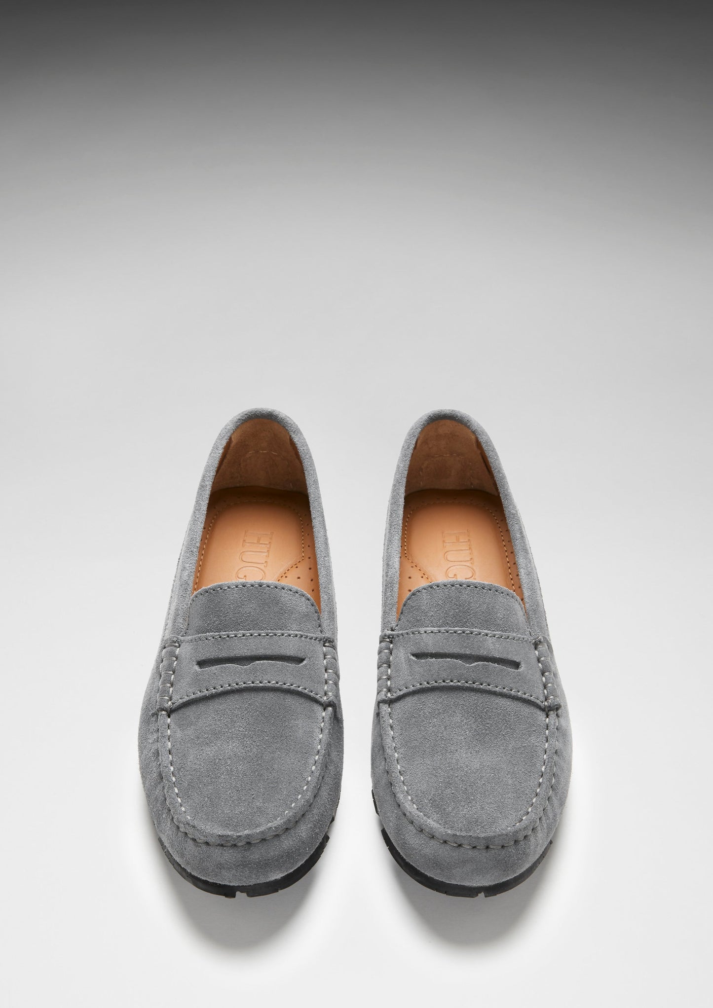Slate Grey Suede Tyre Sole Penny Loafers - Women's