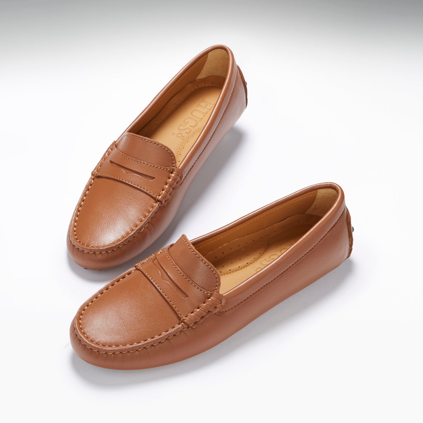 Women's Tan Leather Penny Driving Loafers