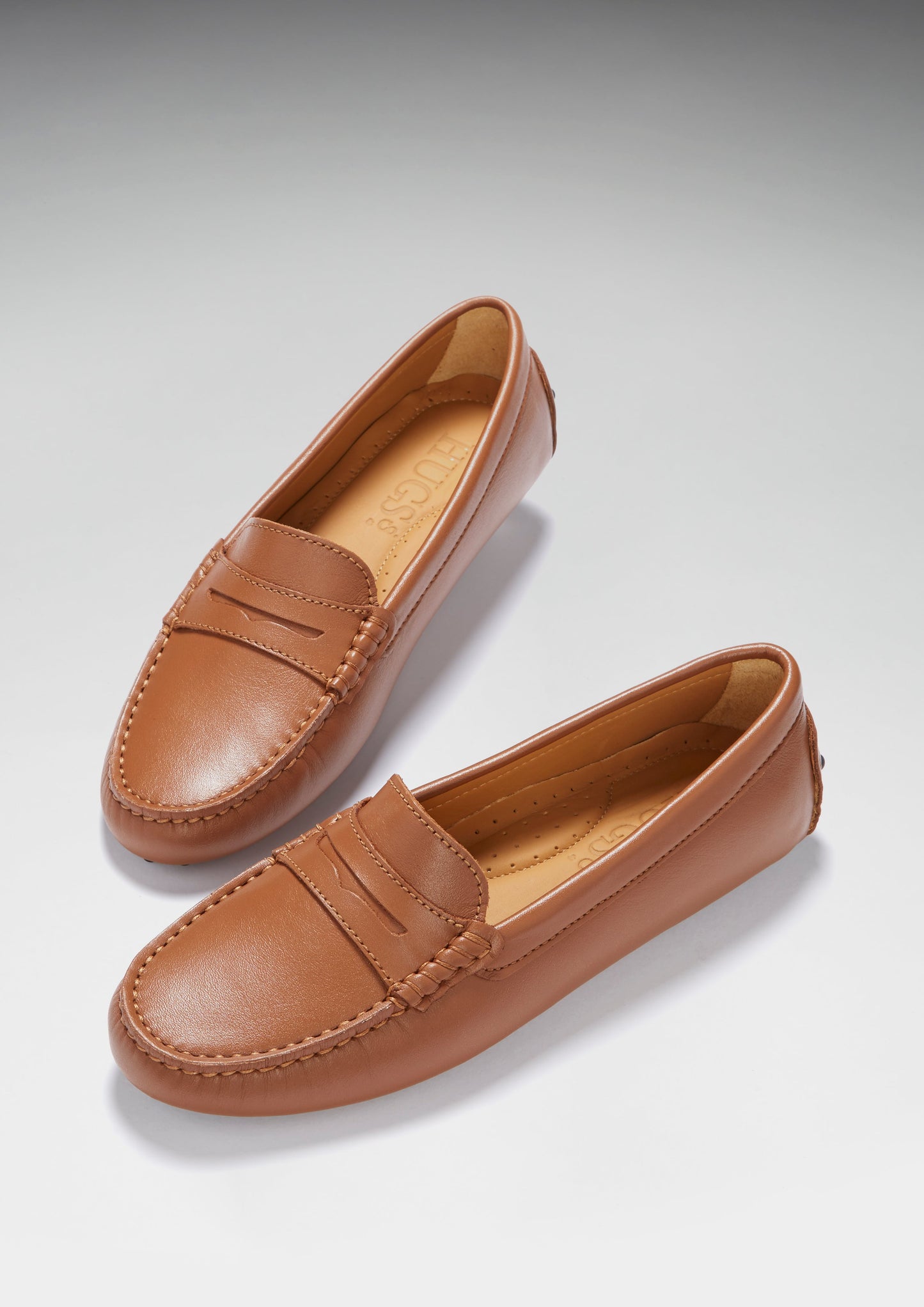 Women's Tan Leather Penny Driving Loafers