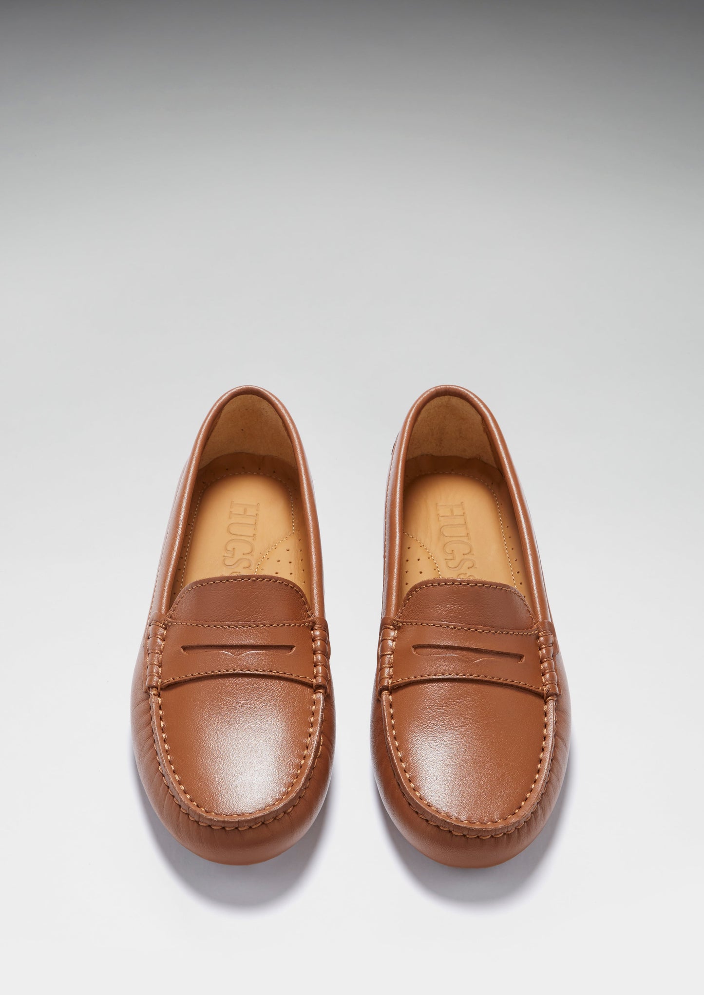 Women's Tan Leather Penny Driving Loafers