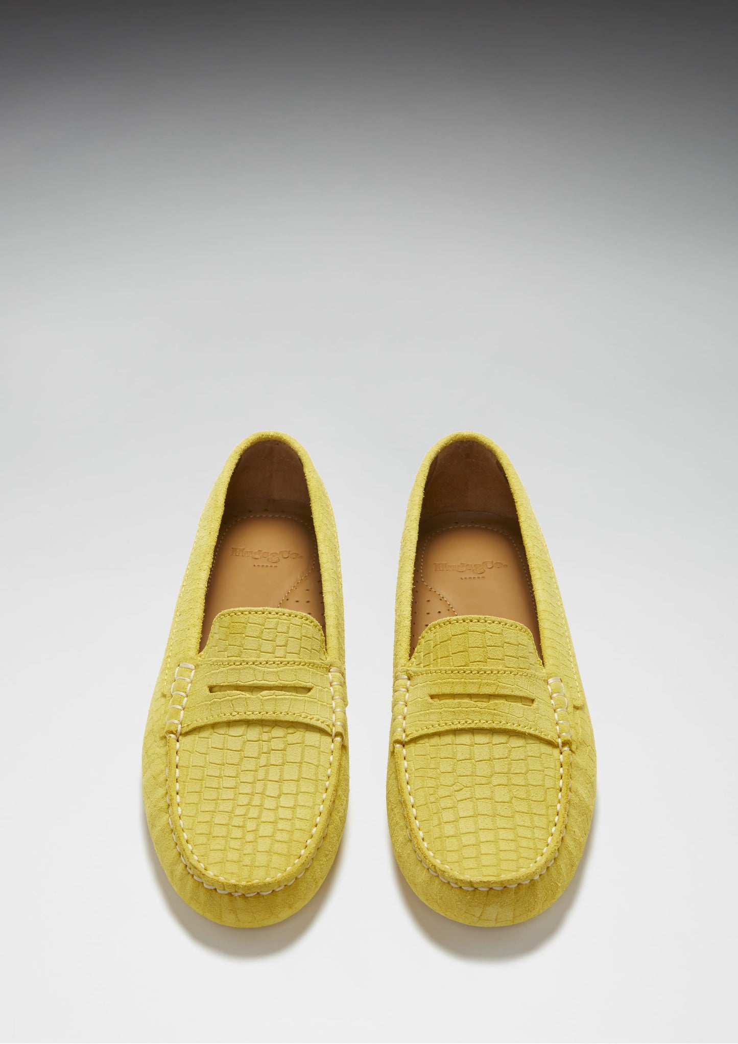 Women's Yellow Embossed Suede Driving Loafers