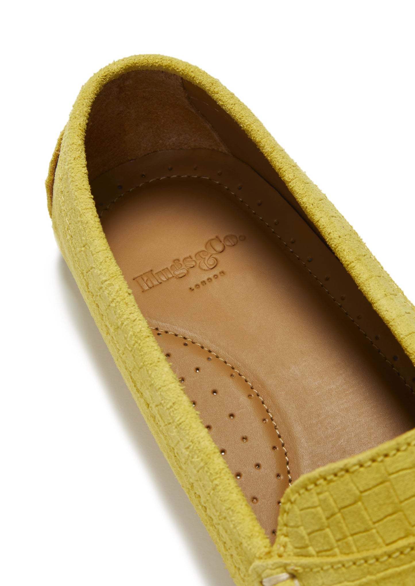 Women's Yellow Embossed Suede Driving Loafers