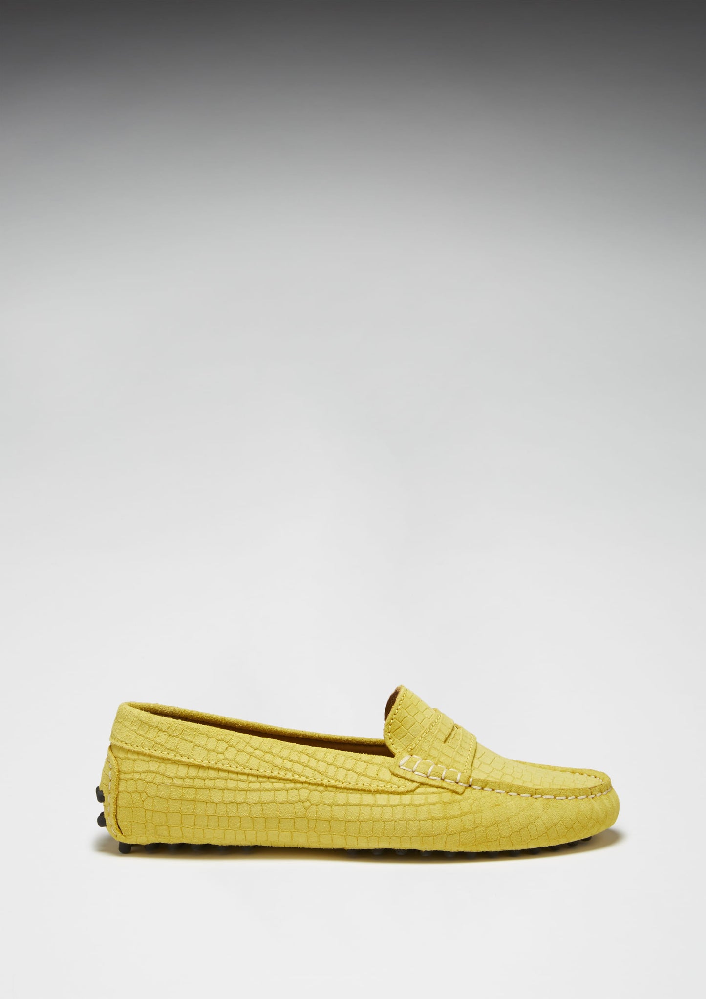 Women's Yellow Embossed Suede Driving Loafers