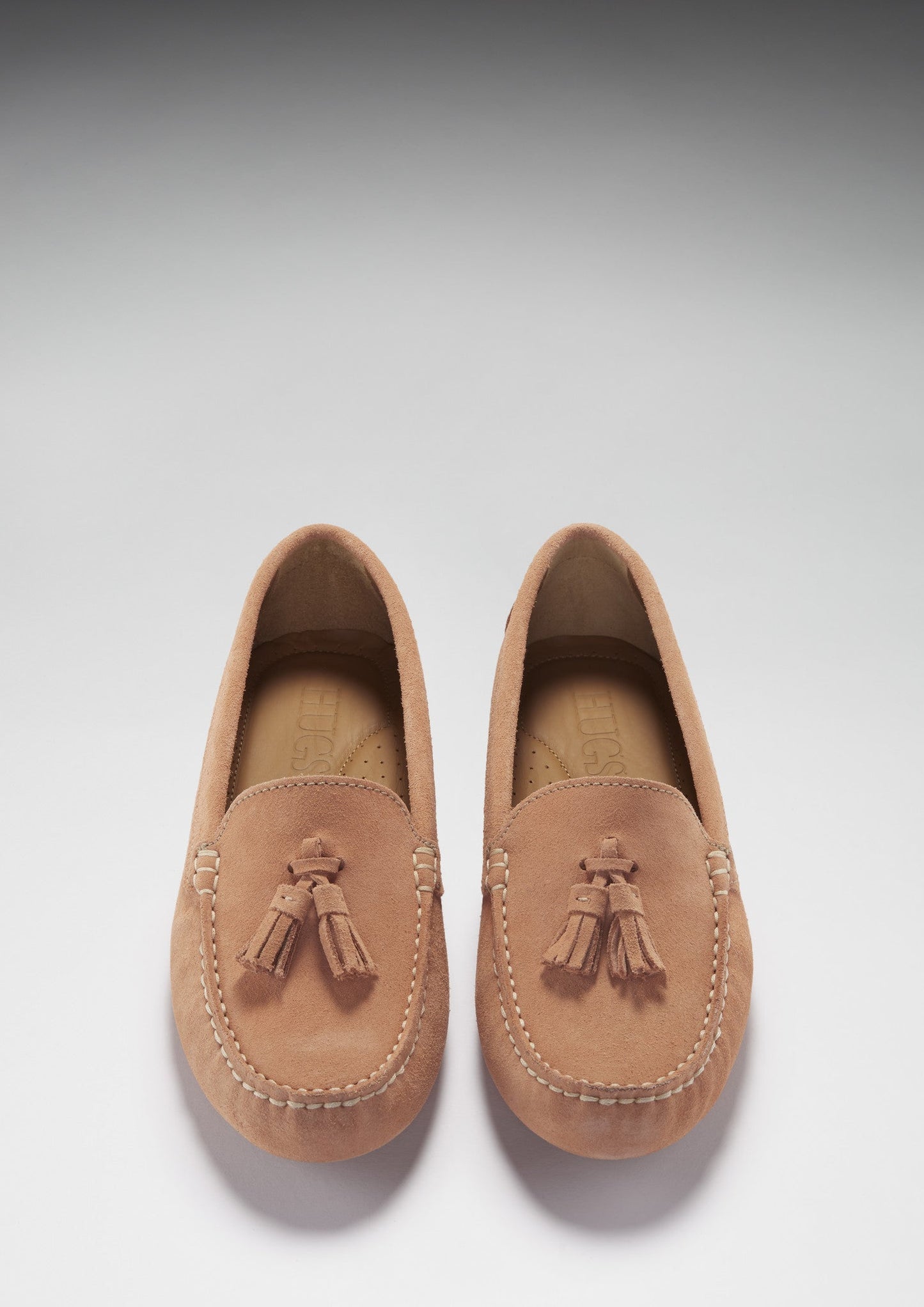 Women's Peach Suede Tasselled Driving Loafers