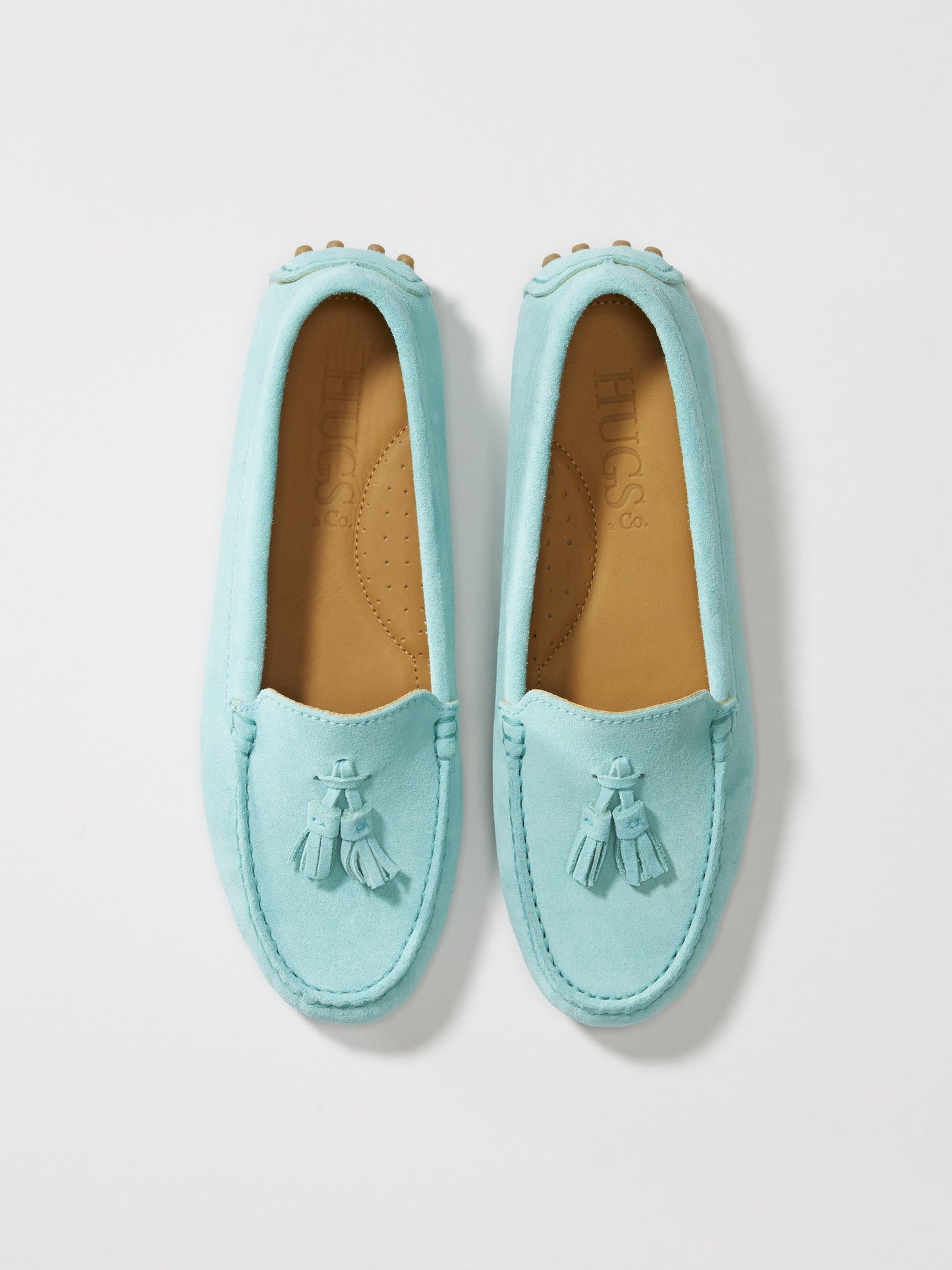 Women's Aqua Suede Tasselled Driving Loafers