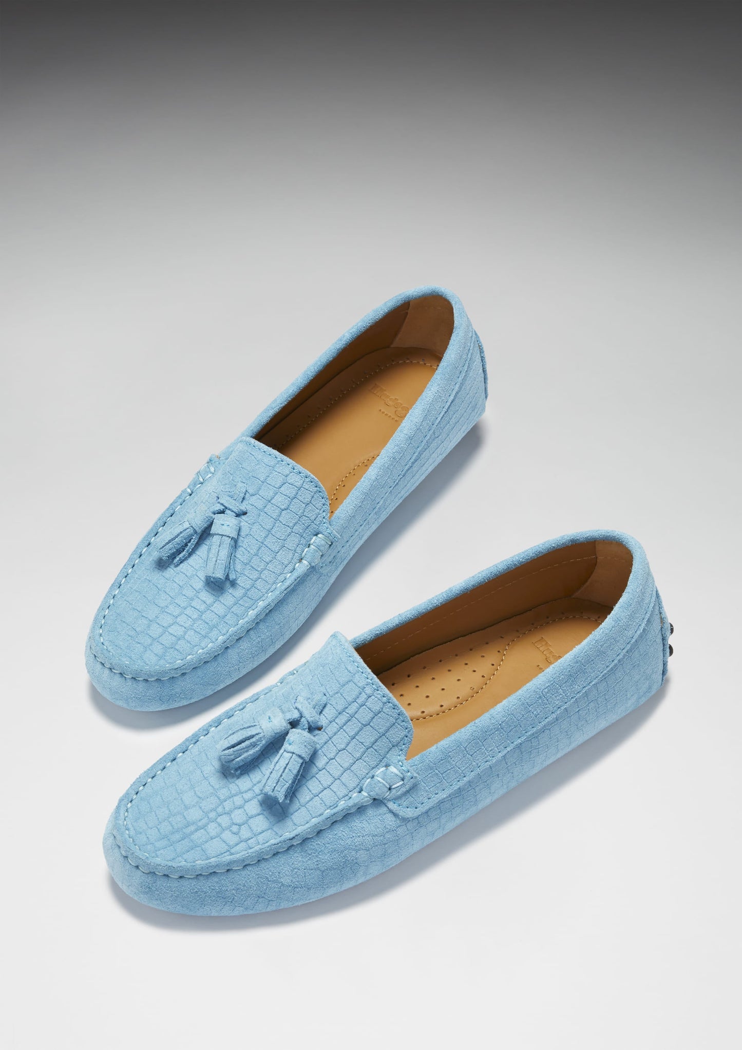 Women's Blue Embossed Tasselled Driving Loafers