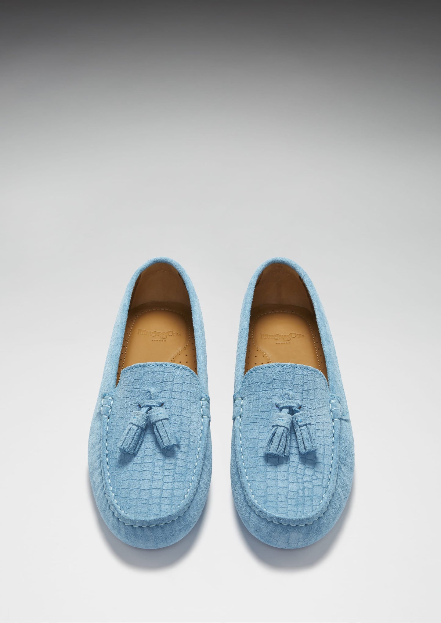Women's Blue Embossed Tasselled Driving Loafers