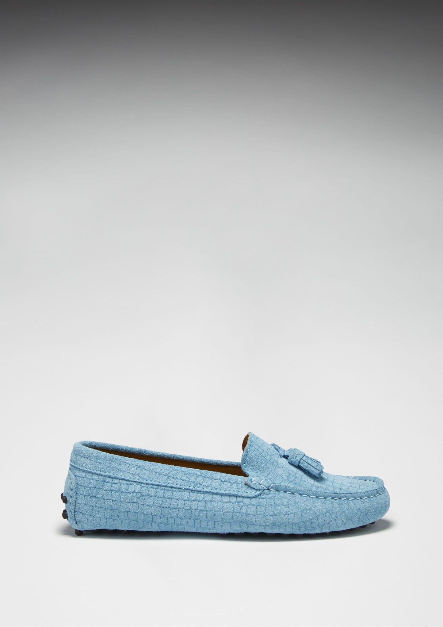 Women's Blue Embossed Tasselled Driving Loafers