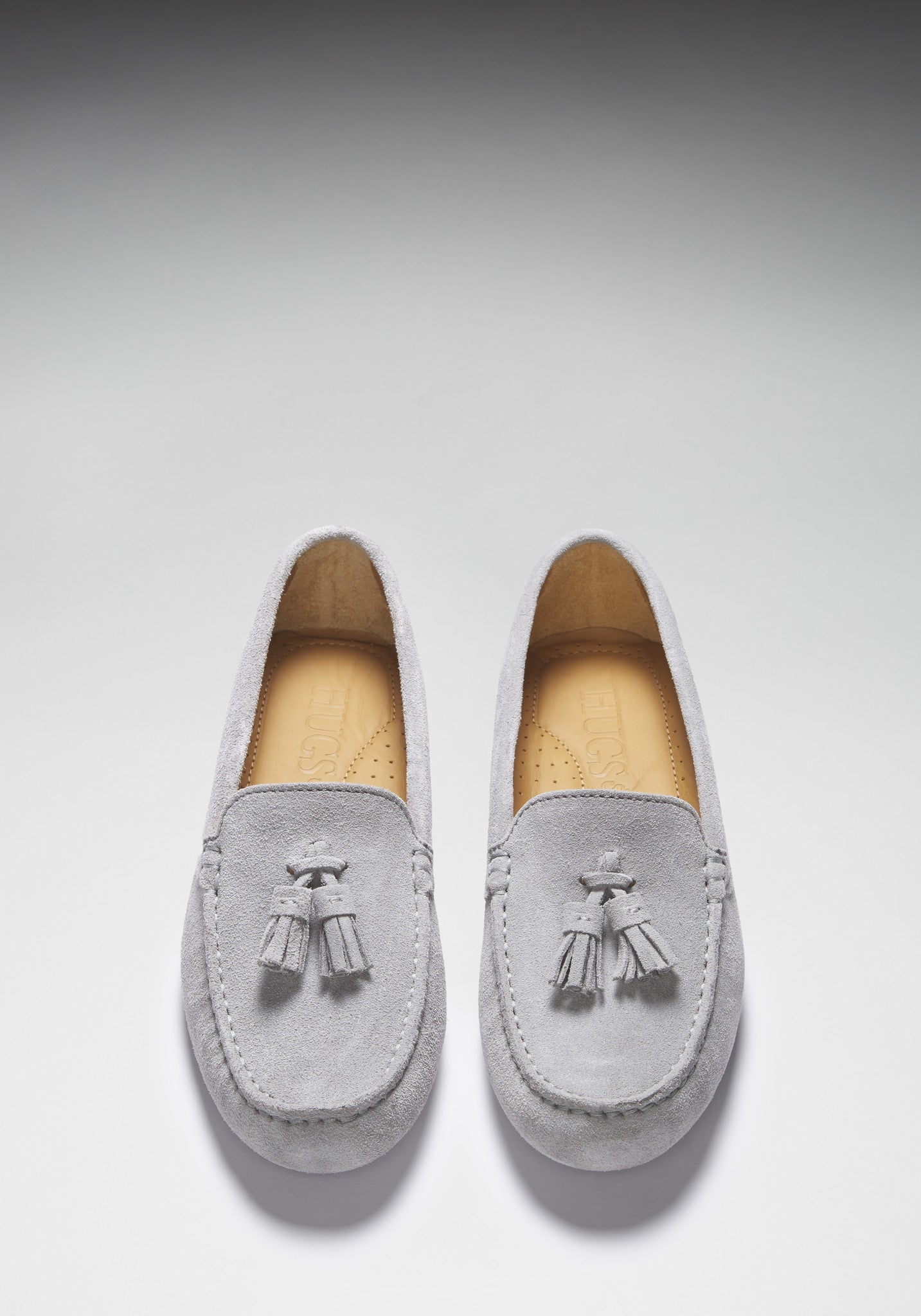 Dove Grey Suede Tasselled Driving Loafers