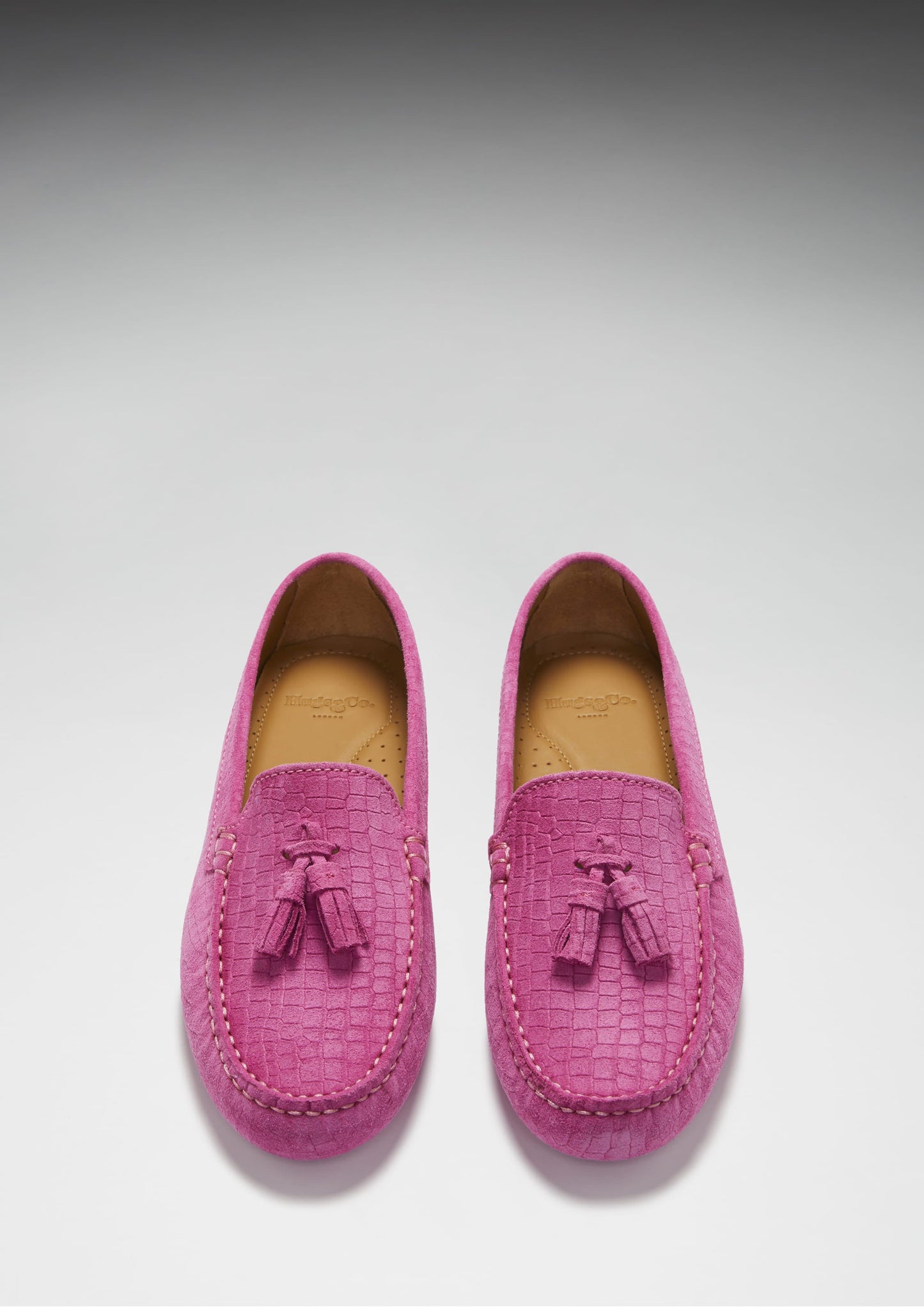 Women's Pink Embossed Tasselled Driving Loafers