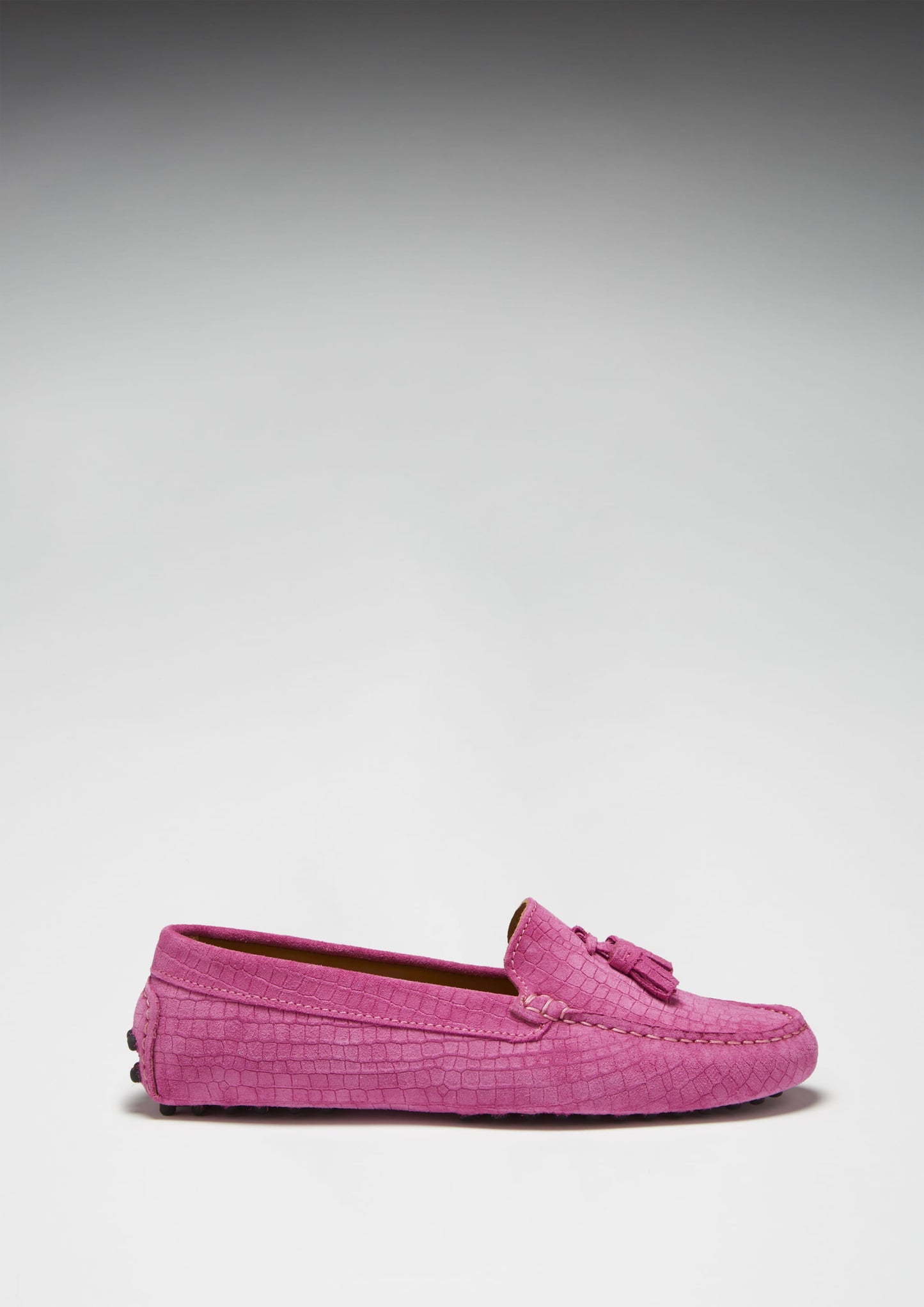 Women's Pink Embossed Tasselled Driving Loafers