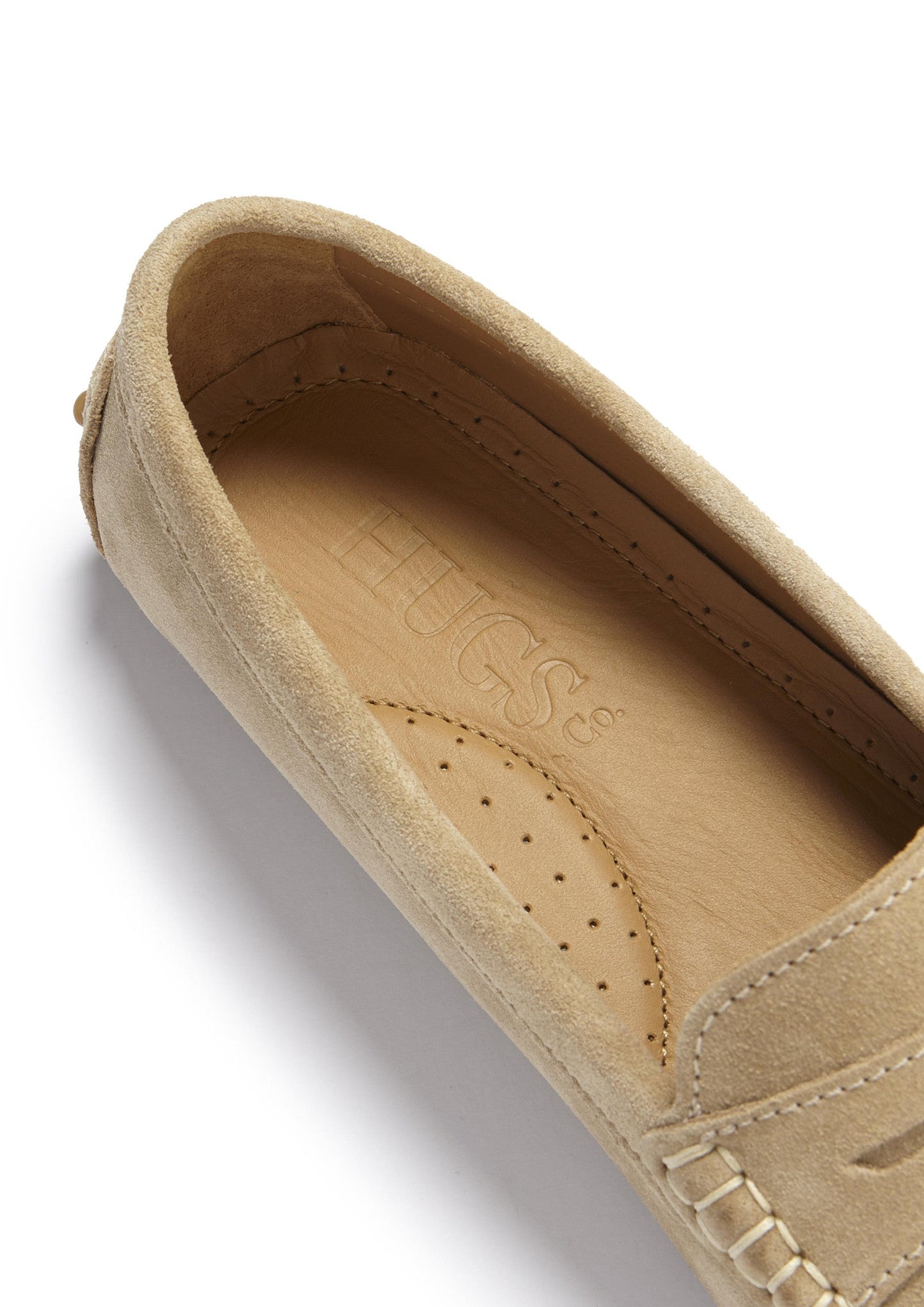 Beige loafer shoe on a white background