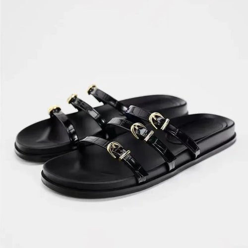 Women's Designer Chic Flat Sandals - Elegant Summer Footwear - Style Queenz