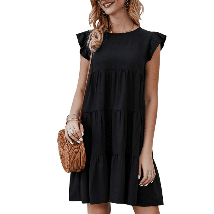 Women's Flowy Dress with Cap Sleeves - Elegant Casual Summer Dress - Style Queenz