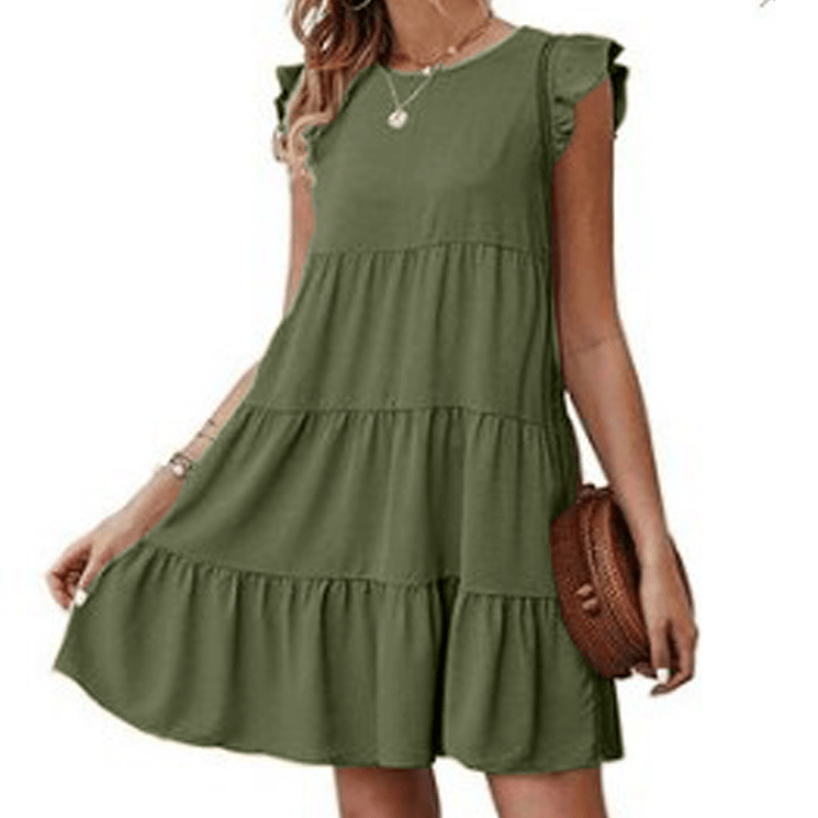 Women's Flowy Dress with Cap Sleeves - Elegant Casual Summer Dress - Style Queenz