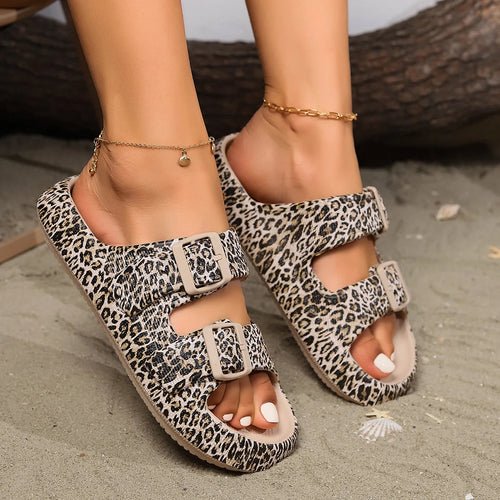 Women's Leopard Print Comfort Slippers - Soft Thick Sole Summer Footwear - Style Queenz