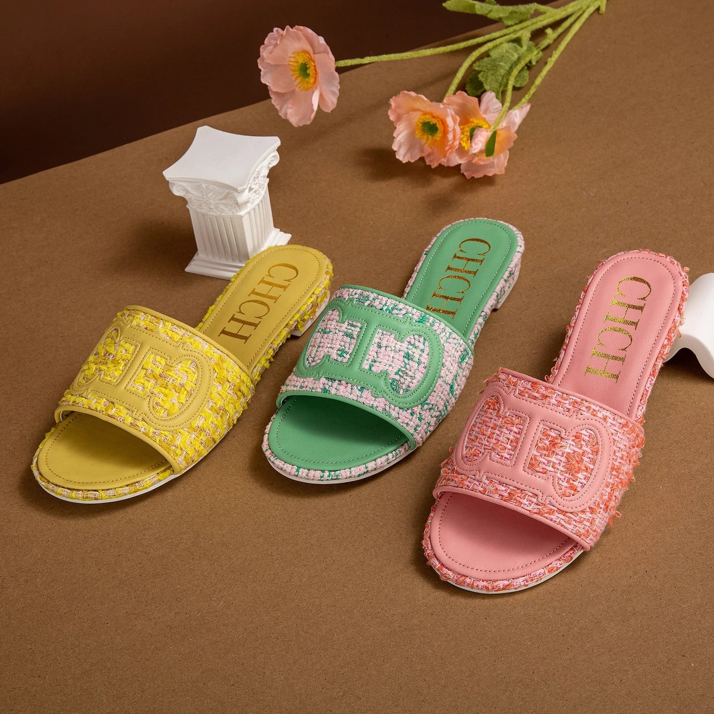 Women's Yellow Canvas Flat Sandals - Summer Fashion Slippers with Comfort Sole - Style Queenz