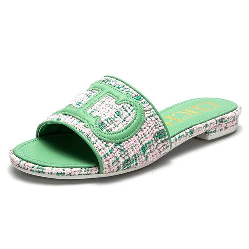 Women's Yellow Canvas Flat Sandals - Summer Fashion Slippers with Comfort Sole - Style Queenz