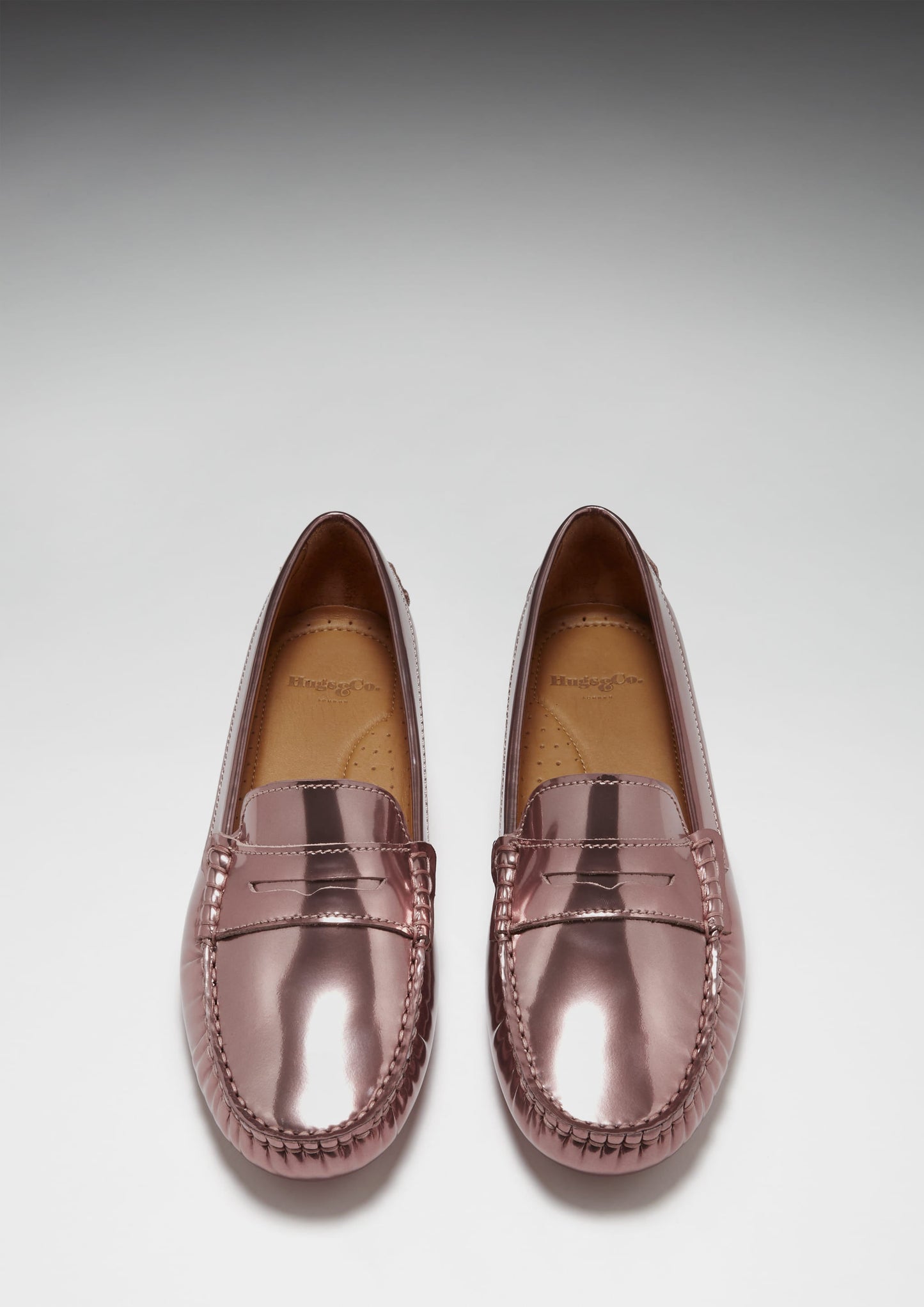 Rose Gold Patent Leather Penny Loafers - Women's