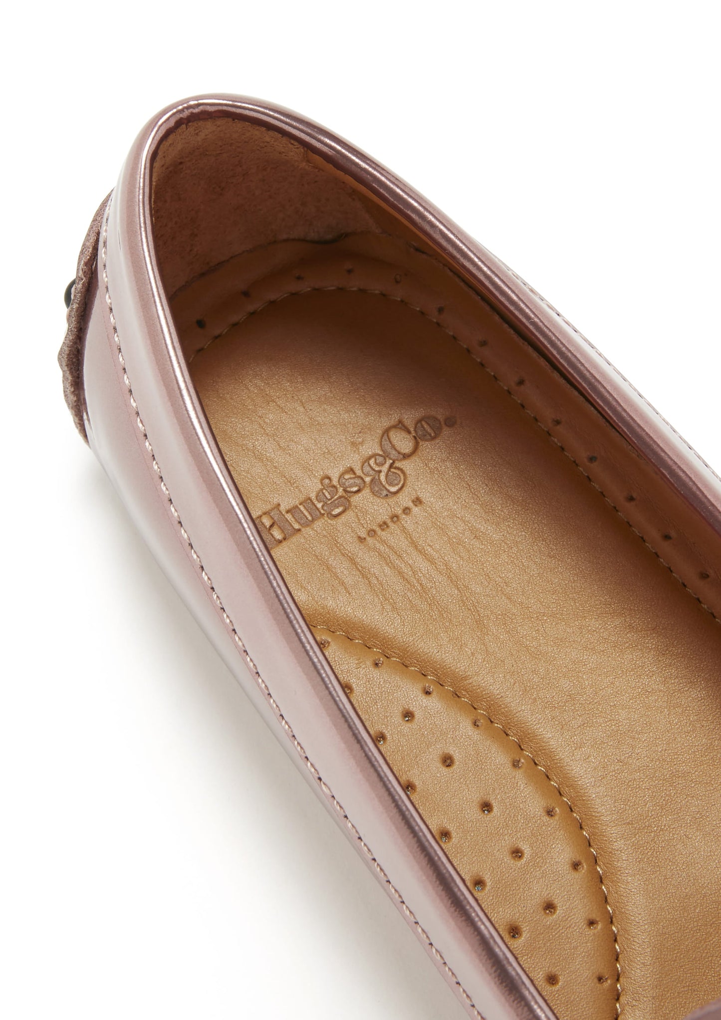 Rose Gold Patent Leather Penny Loafers - Women's