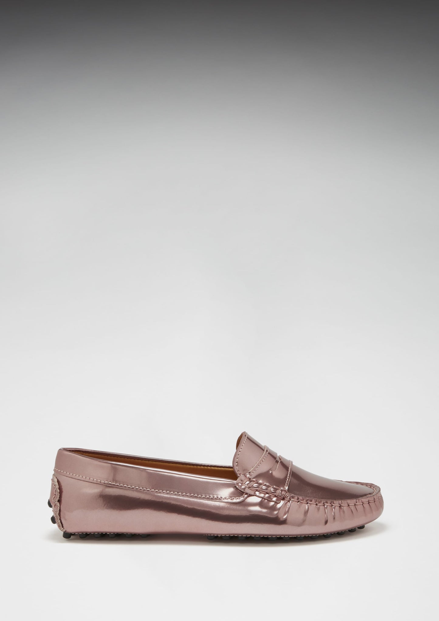Rose Gold Patent Leather Penny Loafers - Women's