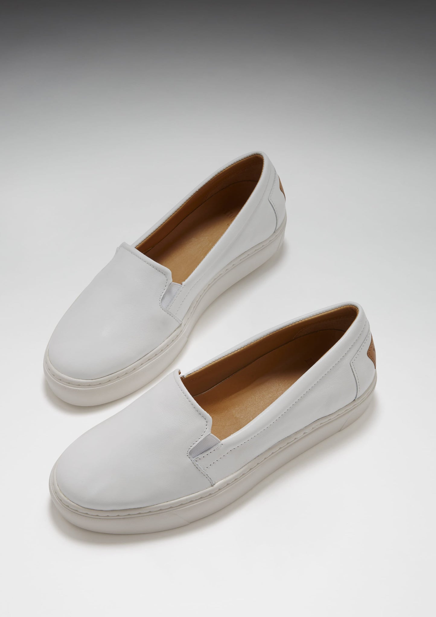 White Leather Slip-On Sneakers - Women's Vibram Sole