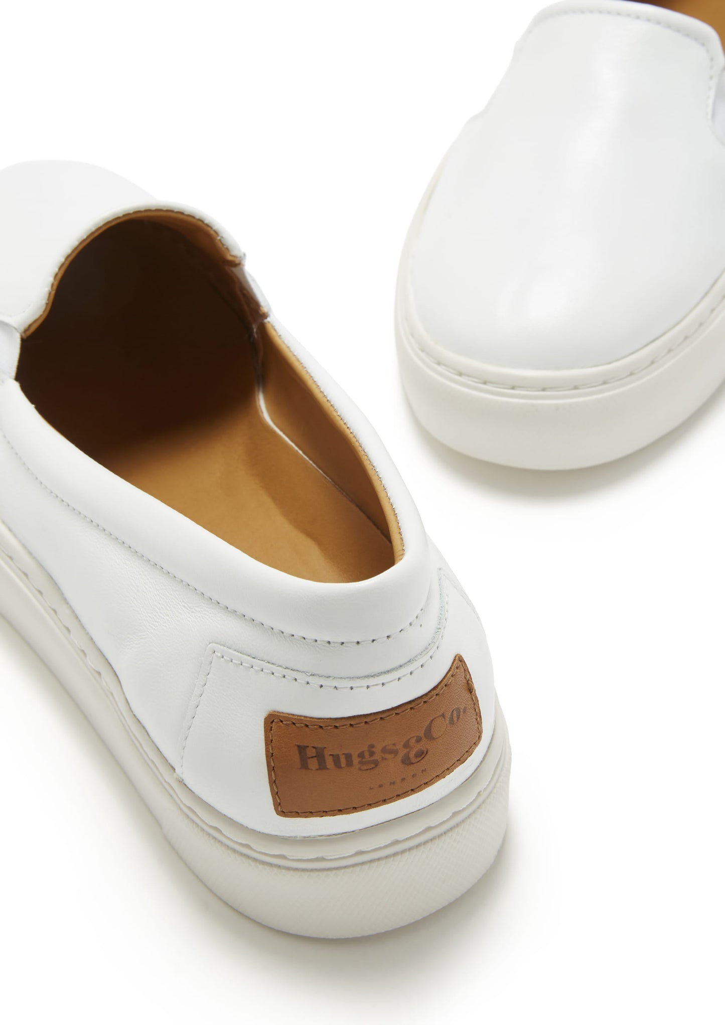 White Leather Slip-On Sneakers - Women's Vibram Sole