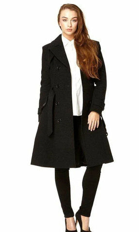 Woman wearing a black coat