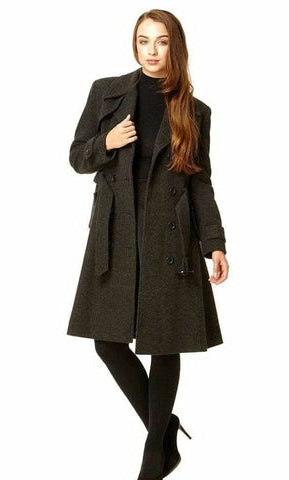 Woman wearing a dark coat